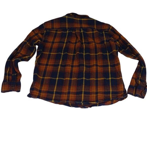 Eddie Bauer Classic Fit Flannel Plaid Button Up Shirt Orange Blue Men Size L - Picture 4 of 11